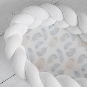 Flettet Babynest 2i1 Feathers - White