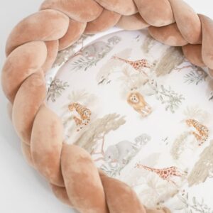 Flettet Babynest 2i1 - Wild Safari Peach