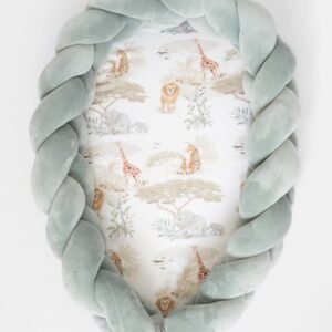 Flettet Babynest 2i1 - Wild Safari Salvie