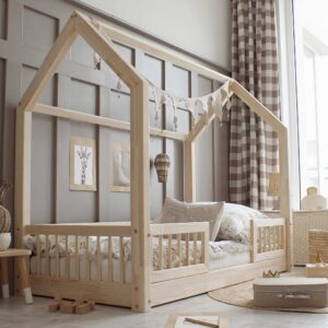 Pioli Duo Haus Bett 160x80 - Naturholz (Schnelle Lieferung)
