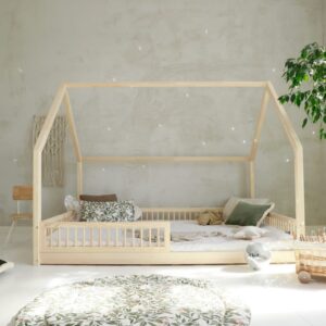 Pioli Haus Bett 200x140 - Naturholz (Schnelle Lieferung)