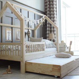 Pioli Plus Haus Bett 190x90 - Naturholz (Schnelle Lieferung)